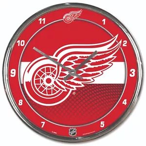Detroit Red Wings Round Chrome Wall Clock - Picture 1 of 1