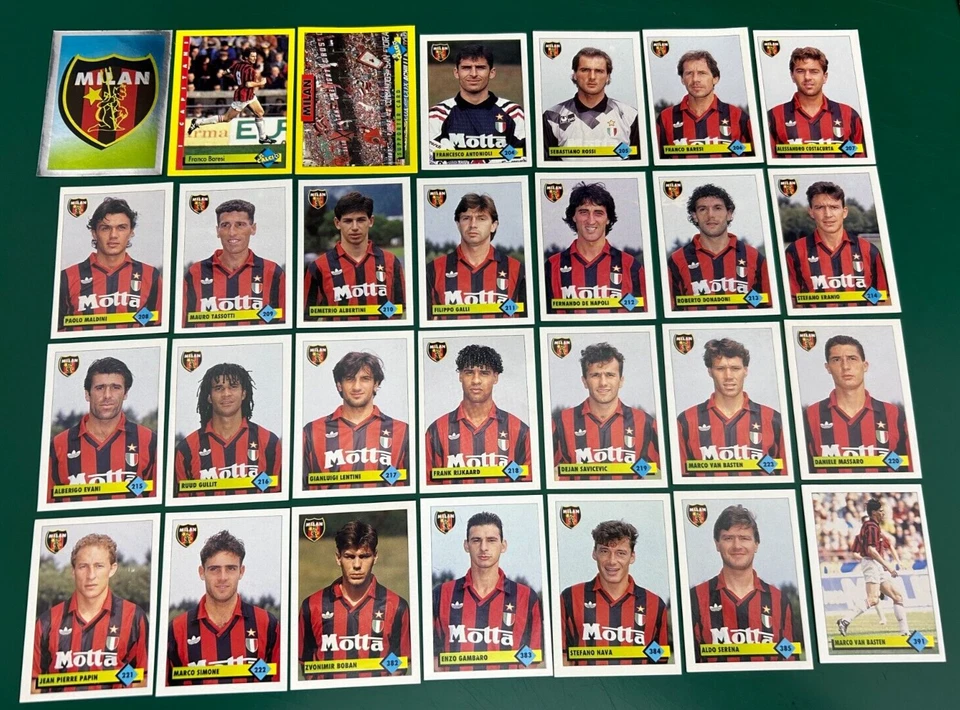 SET DI 28 FIGURINE CALCIATORI MERLIN 93 1992-93 MILAN MALDINI GULLIT VAN BASTEN - Immagine 1 di 1