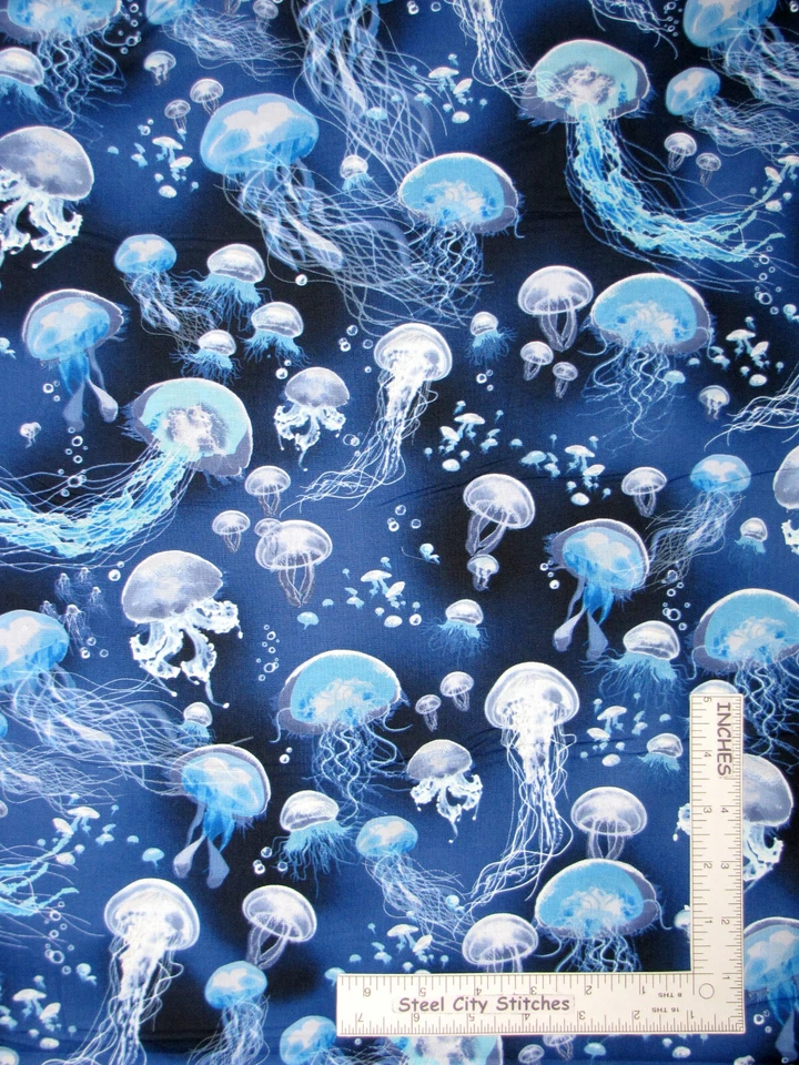 Tela de algodón náutica Jelly Fish Sea Ocean Timeless Treasures C7981 por yarda Foto 1 de 1
