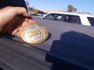 Vintage Silverplated German Silver Mexico Cowboy Bullriding Western Belt Buckle - Picture 1 of 6