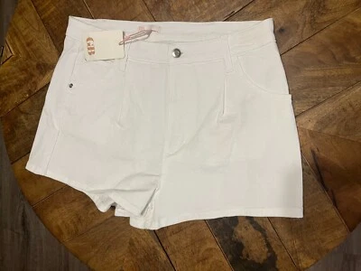 Pantalones cortos de mezclilla plisados de tiro medio GB Juniors, blancos talla 11 (B19) Foto 1 de 4