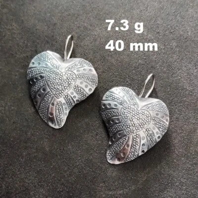 ARTISAN SILVER EARRINGS CRAFT VINTAGE DANGLES 7g ELEGANCE POH LEAVE #A308 - Image 1 of 4