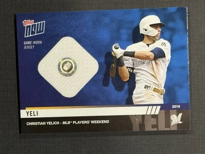 2019 Topps Now Players Weekend CHRISTIAN YELICH Game Worn Jersey Relic /49 Blue - Image 1 of 2