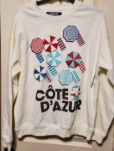 Peanuts Snoopy Cote d'Azur Graphic Women's Sweatshirt Size MEDIUM - NEW - Picture 1 of 4