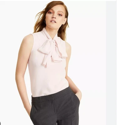 Bar III Womens Sleeveless V Neck Front Tie Bow Career Blouse Rosebud Pink Size S - Image 1 of 4