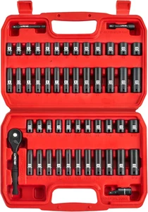 1/4" Drive Impact Socket Set 52PCS CR-V Metric SAE 6 Point Ratchet Tool Kit - Picture 1 of 12