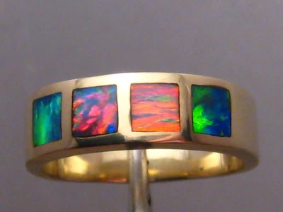 Anillo de ópalo para hombre, oro amarillo sólido de 14 k de 9,4 gramos, talla 10 3/4 Foto 1 de 4