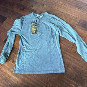 Disney Store Unisex kleine bestickte Henley Langarmshirt Mickey 90er - Bild 1 von 6