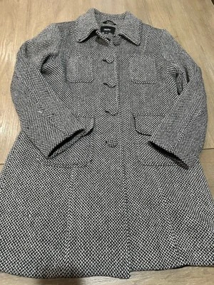 mossimo Women's tweed Pea Coat Jacket  size L black white big button wool blend - Image 1 of 4