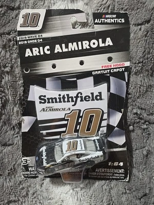 ARIC ALMIROLA #10 SMITHFIELD NASCAR AUTHENTICS 1:64 W/MAGNET HOOD - 2019 WAVE 04 - Image 1 of 3