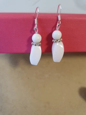  Damen Ohrringe aus Achat Edelsteinen Weiß, 925 Silber - Bild 1 von 2