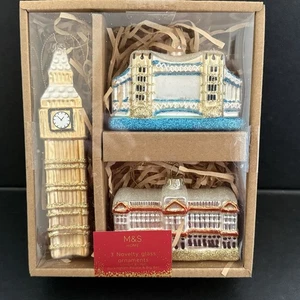 Marks & Spencer Home Glass Ornaments London Bridge Big Ben Buckingham Palace - Picture 1 of 8
