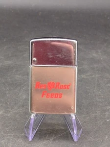 Vintage Red Rose Feeds Wind Master Lighter Animal Food w/ S.Q. Merck - Picture 1 of 2
