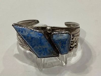 Brazalete Brazalete Vintage Navajo E&C Fierro Lapislázuli Esterlina, Peso Total 51,4 gramos Foto 1 de 4