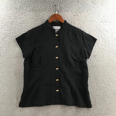 Рубашка женская Columbia XL черная с коротким рукавом на пуговицах спереди легкий повседневный топ - Изображение 1 из 4