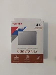 Toshiba Canvio Flex 4TB HDTX140XSCCA Portable External Hard Drive USB 3.0 Silver - Photo 1/6