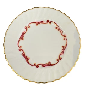 SYRACUSE CHINA BAROQUE MAROON SALD PLATE GOLD TRIM FLUTED EDGE - Picture 1 of 2