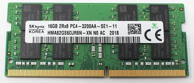 Memoria para computadora portátil SK Hynix 16 GB 2Rx8 PC4 3200AA SODIMM HMA82GS6DJR8N Foto 1 de 2