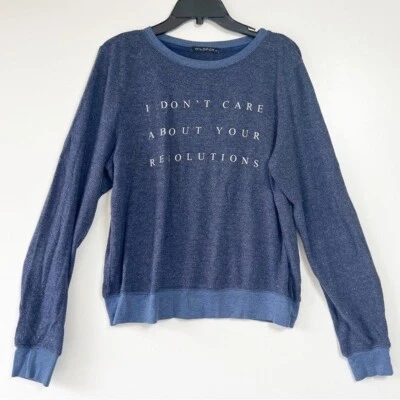 Wildfox I don’t care about your resolutions sudadera jersey azul marino talla: pequeña Foto 1 de 4