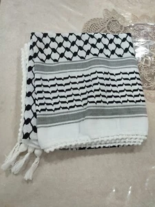 Keffiyeh Schal Palästinensisch Shemagh Original Arabisch Kufiya Weiß Neu - Bild 1 von 4