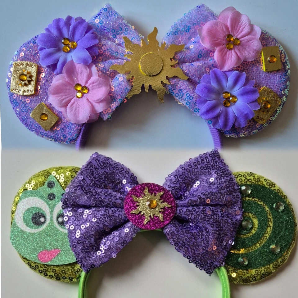 Tangled Rapunzel Pascal Disney princess headband Minnie Mickey Mouse ears bow - Image 1 of 4
