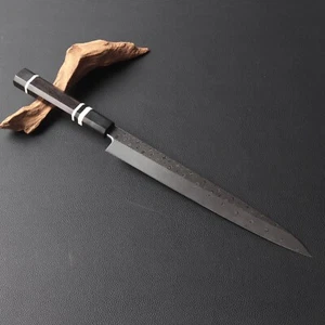 Coltello Yanagiba Acciaio Damascato 300mm Coltello Cucina Giapponese Tre Rotoli Bianco NUOVO - Foto 1 di 10