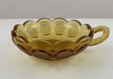 Fostoria Amber Glass Handled Nappy Dish Bowl Coin Eagle Torch Vintage