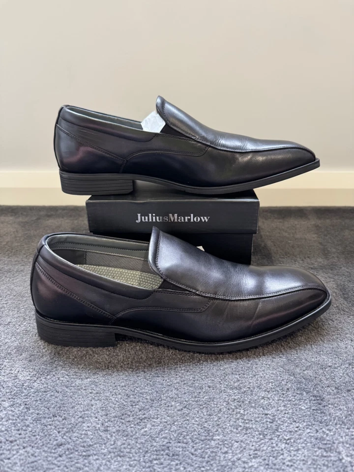 JULIUS MARLOW ENMASCARADO NEGRO SIN CORDONES VESTIDO FORMAL ZAPATO DE TRABAJO - TALLA 10 PARA HOMBRE - NUEVO EN CAJA Foto 1 de 4