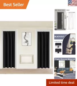 Room-Darkening Black Curtains 80" Tall - Insulated & Easy-Care for Modern Homes - Picture 1 of 10