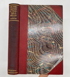 1897 Charles Darwin Formation of Vegetable Mould Worms Antique Leather Book - Imagen 1 de 9
