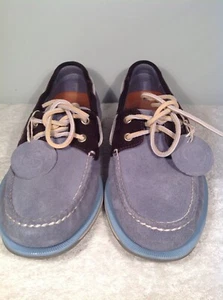 Scarpe da barca blu pelle scamosciata Rockport NWOB bambino taglia 10 M - Foto 1 di 9