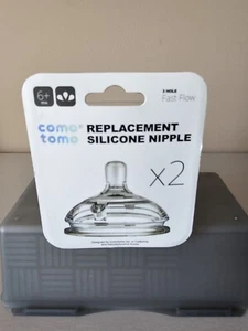 Comp Tomo Silicone Replacement Nipple, Slow Flow, 6m+ Fast Flow 2 Count BPA FREE - Picture 1 of 5