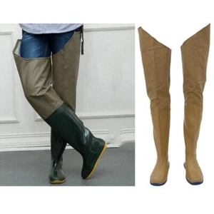 Rubber Hip Waders Waterproof Fishing Wading Pants w/ 41 - Picture 1 of 18