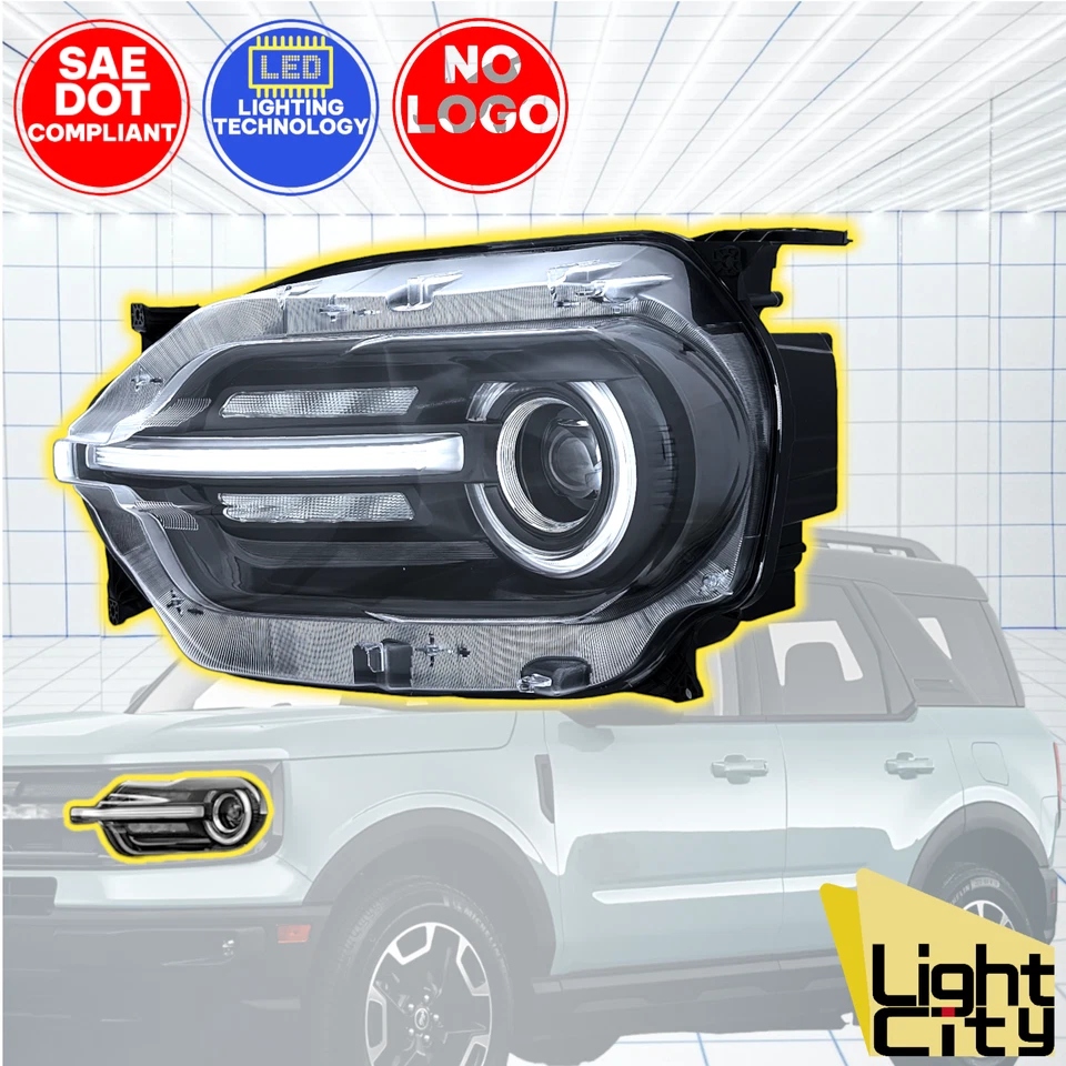 [FULL LED] For 2021-2024 Ford Bronco SPORT Driver Side Headlight w/ LED HALO LH - Изображение 1 из 4