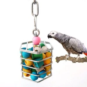 Bird Shredder Toys Stainless Steel Cage Feeder Foraging Feeding Container - Picture 1 of 6