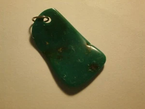Türkis Naturstein Anhänger mit 10kt Weißgold Ballenlupe 14 Karat Stein - Bild 1 von 4