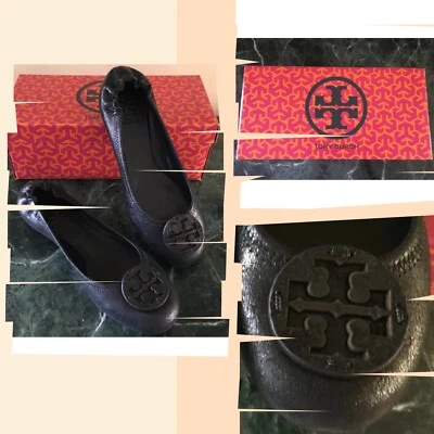 Pisos de ballet Tory Burch Reva-Suede Aviator en negro 38/8 nuevos en caja  Foto 1 de 4