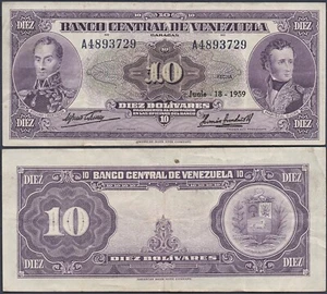 VENEZUELA 🇻🇪 P31d* 10 BOLÍVARES* ND 06/18/1959* XF* USA SELLER - Picture 1 of 1