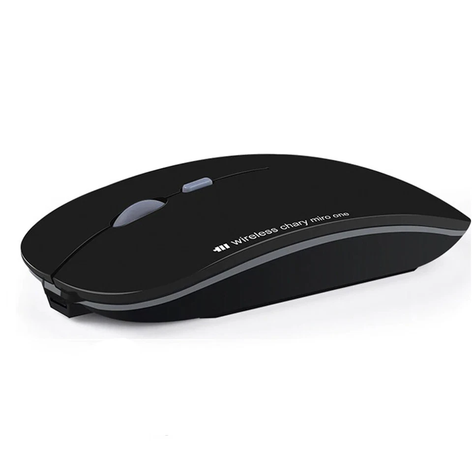 Black Wireless Bluetooth Rechargeable Mini Mouse USB Optical Mice For PC laptop - Image 1 of 4
