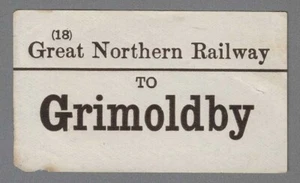 GREAT NORTHERN RAILWAY LUGGAGE LABEL - GRIMOLDBY (Lwr Case, Bold, serifs) (18) - Picture 1 of 1