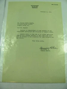 1941 Brief aus dem Büro von General George Brett Kriegsministerium Bonnie Blue - Bild 1 von 2