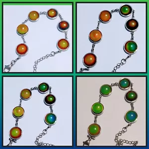 Pulsera Cambiante de Color Hecha a Mano Termodependiente Mood Bracelet Plata Inoxidable - Imagen 1 de 7