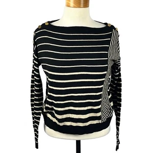 White House Black Market Women's Black White Stripe Long Sleeve Size Extra Small - Picture 1 of 24
