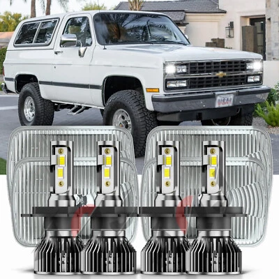 4PCS "6000k LED Headlights Hi/Lo Sealed Beam For GMC R1500 SUBURBAN 1989-1991 Foto 1 de 4