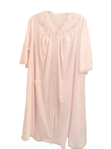 ShadowLine rosa bestickt Spitze Rosen Knopf Hausmantel Morgenmantel Größe L - Bild 1 von 4