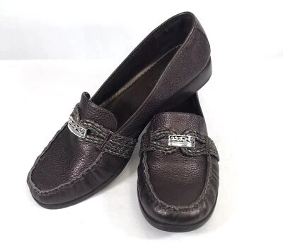 Zapatos Mocasines Brighton Cobre Marrón Cuero Sin Cordones Planos con Plateado Para Mujer 7.5N Foto 1 de 4