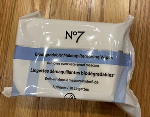 No 7 Biodegradable Makeup Removing Wipes 30 Wipes Suitable Sensitive Skin New - Picture 1 of 5