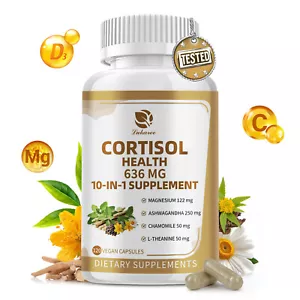 Cortisol Supplements Ashwagandha, Magnesium Relaxation & Night Support 120P - Picture 1 of 8