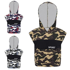 Kids Boys Sports Hoodie Workout Tank Tops Camouflage Printed Outdoor Activities - Picture 1 of 31