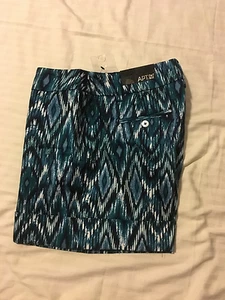 Apt.9: Pantalones cortos informales estilo pantalón con estampado Chevron para mujer, puño: verde, azul, blanco - Imagen 1 de 5